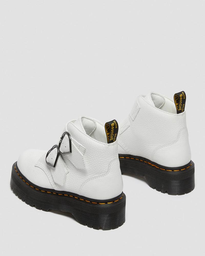 Women's Dr Martens Devon Heart Leather Platform Boots White | AU 237PJJ